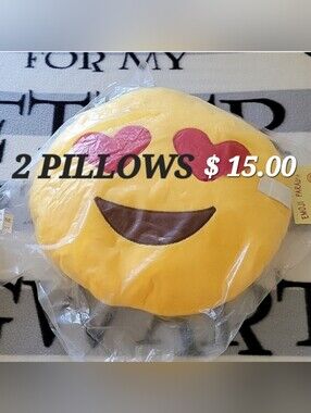 2 PILLOWS EMOJI ❤️ ❤️ heart Eyes 32 CM 12.6 inches NEW ⁷